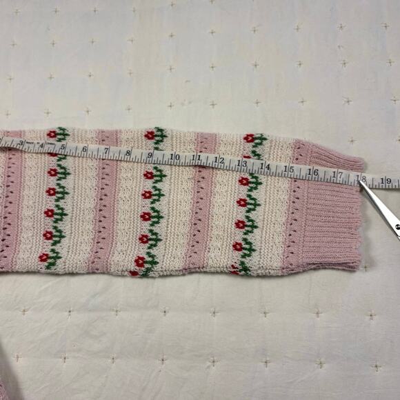 Kawaii Harajuko Style Cardigan Sweater Women's OS Cream Pink Scalloped Pointelle - Picture 9 of 9